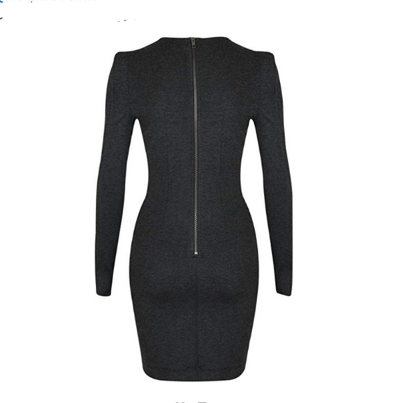 French Connection Black V-neck Dress Long Sleeves  - Picture 4 of 7